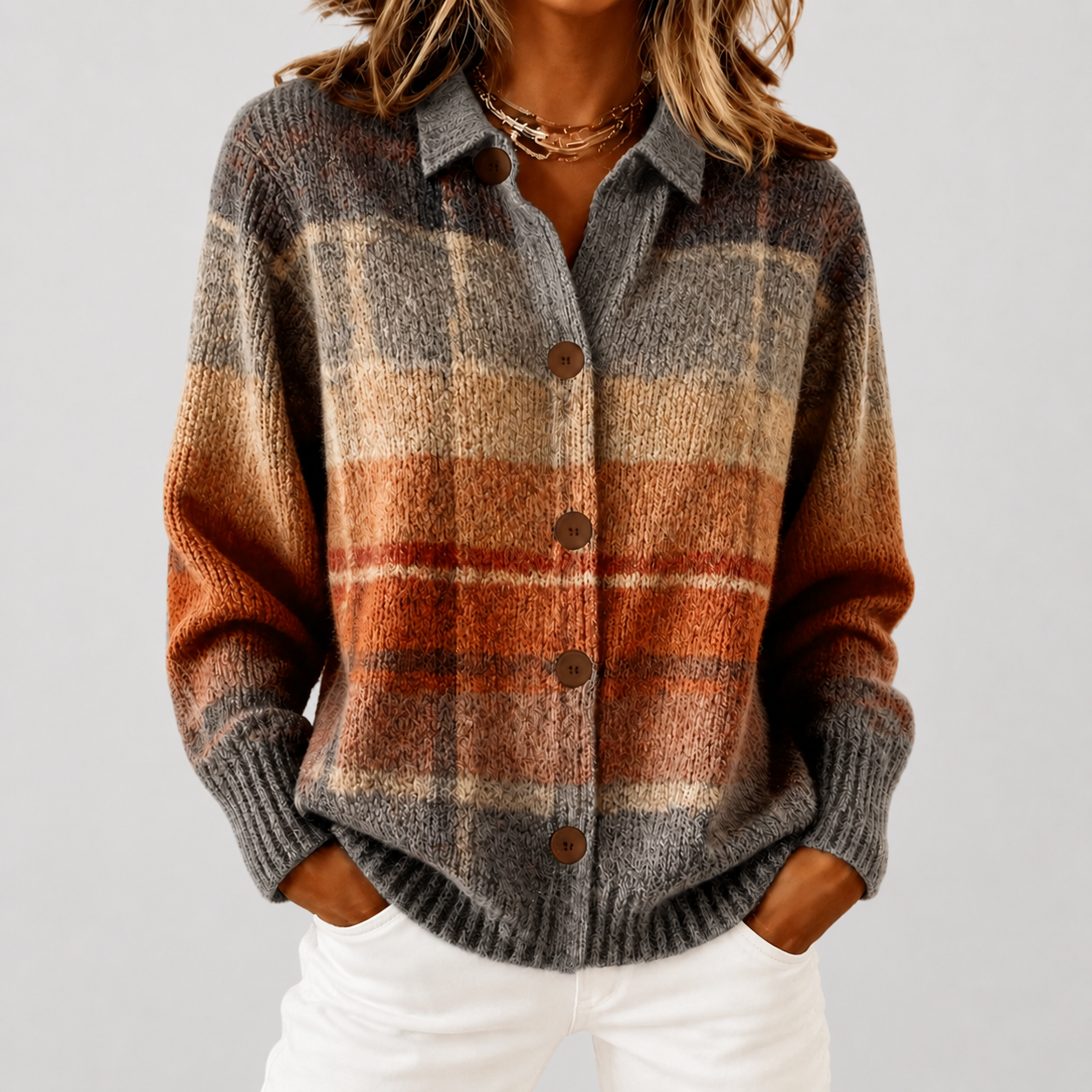Edith | Ombre Plaid Cardigan