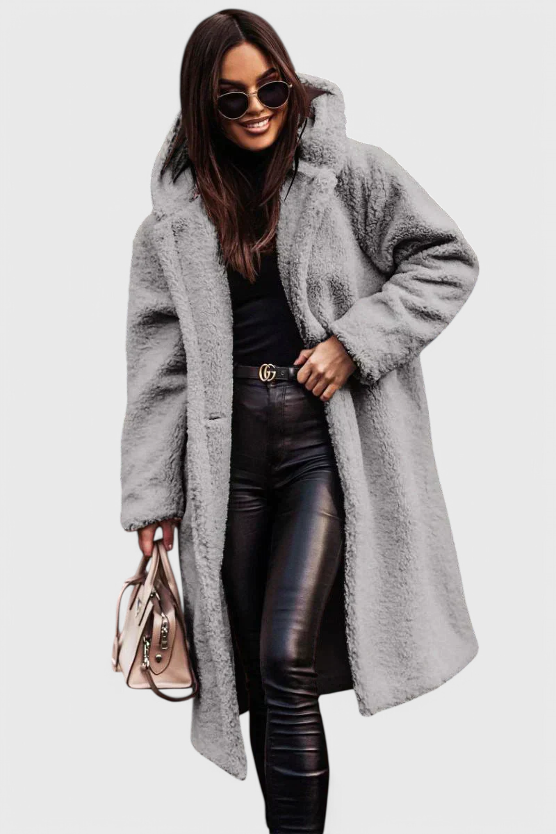 Mila | Long Coat in Soft Fur with Casual Cut