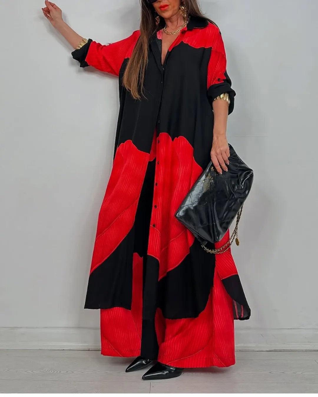 Lila V-neck Patchwork Set
