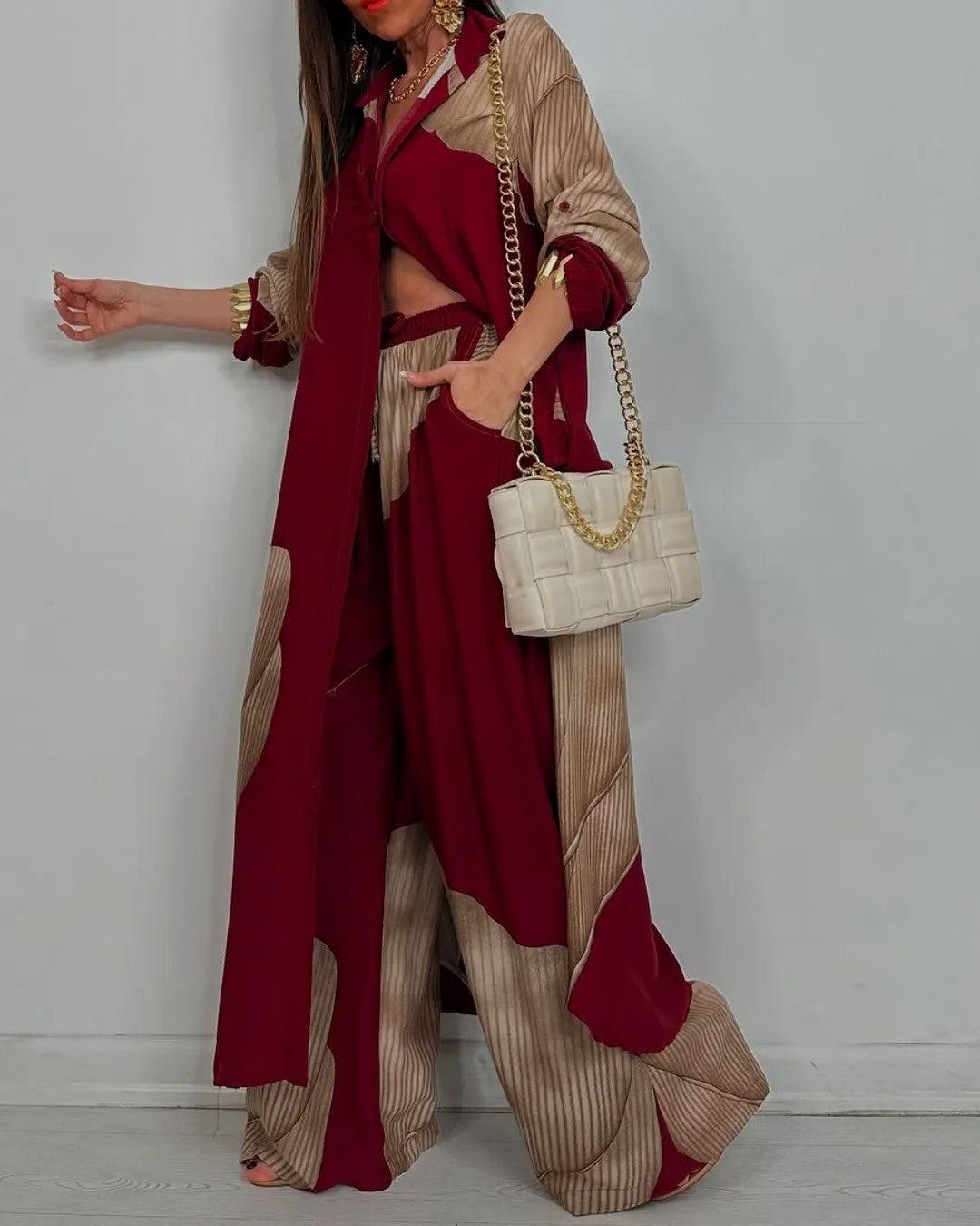 Lila V-neck Patchwork Set