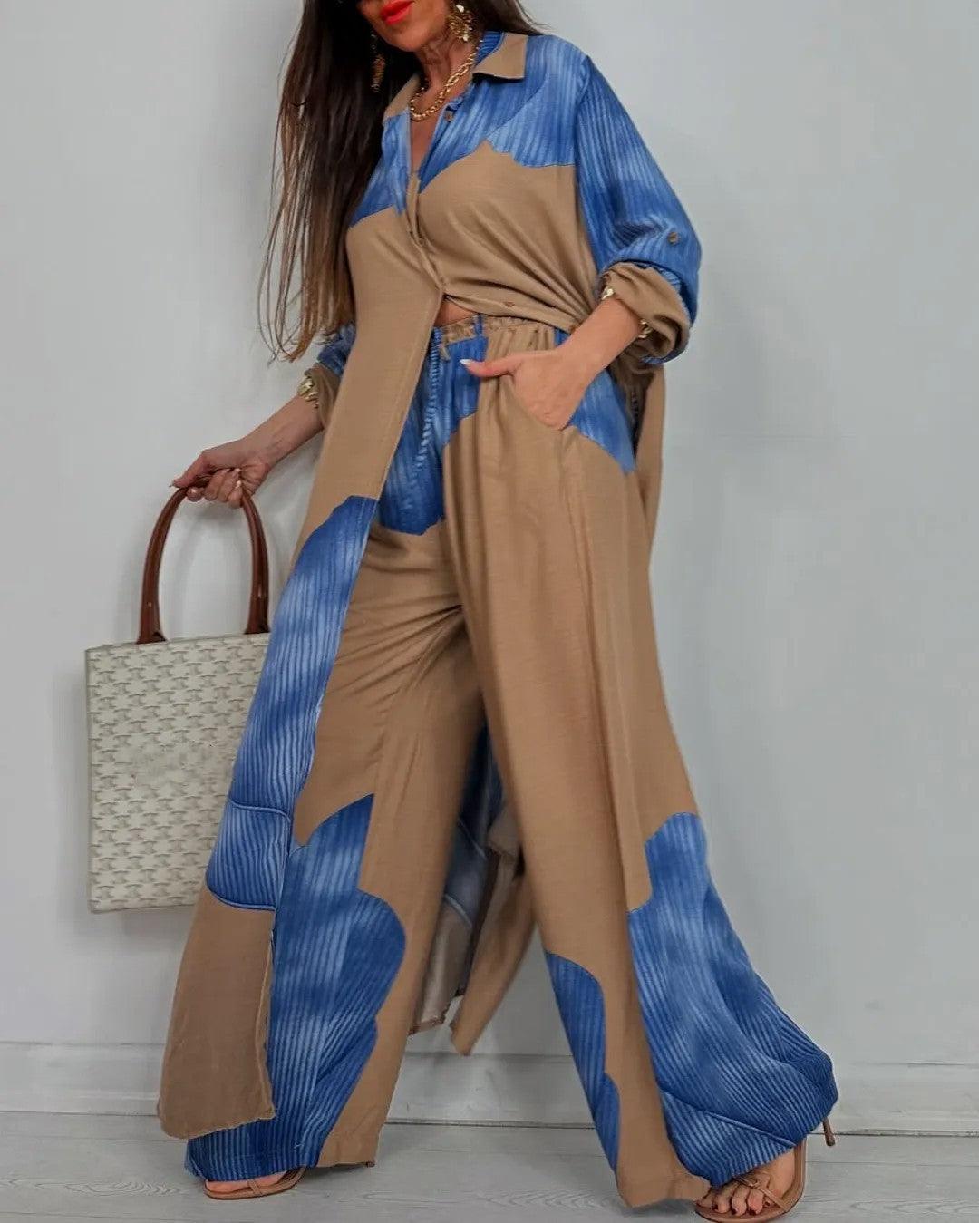 Lila V-neck Patchwork Set