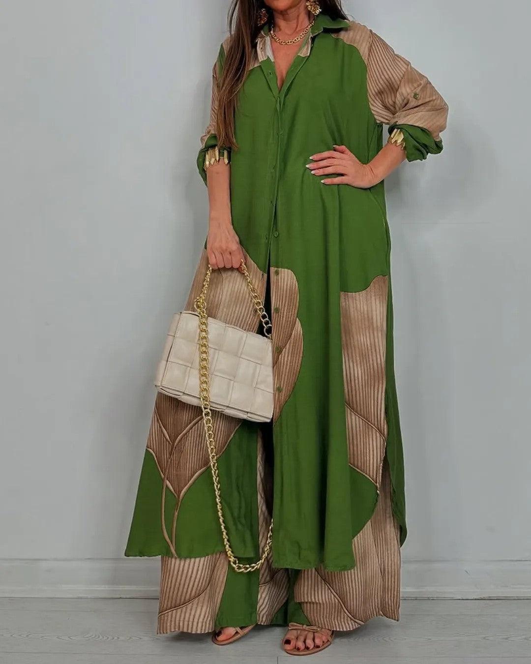 Lila V-neck Patchwork Set