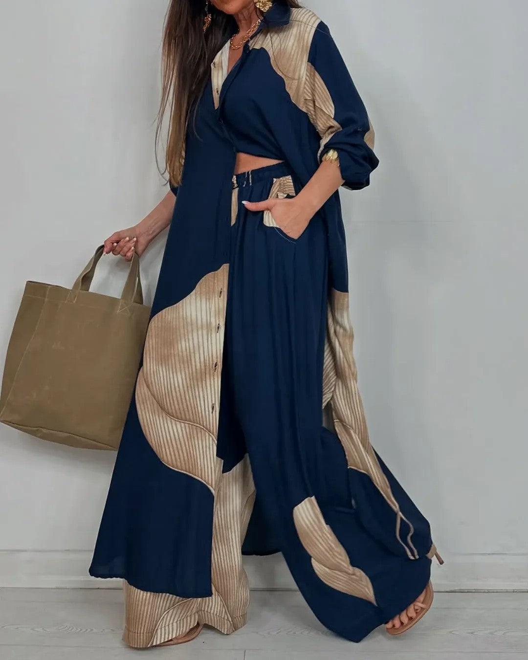 Lila V-neck Patchwork Set