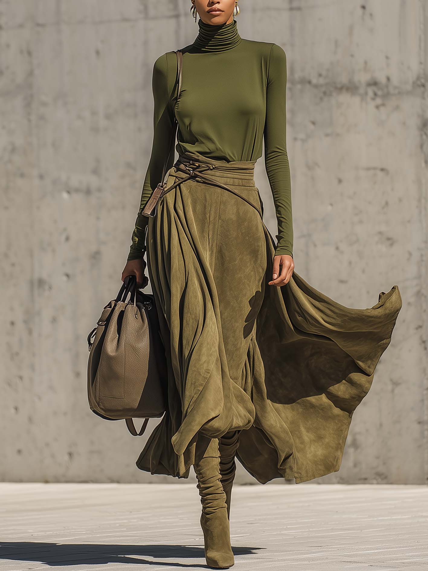 Olivia Turtleneck Top and Maxi Skirt Set
