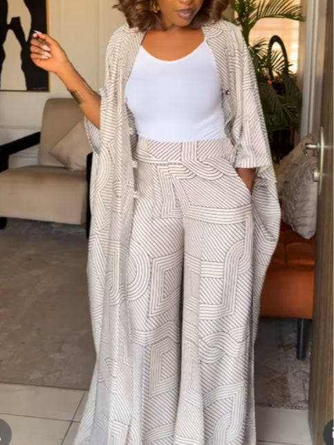 Samantha Striped Cardigan & Trousers Set