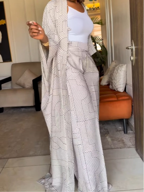 Samantha Striped Cardigan & Trousers Set