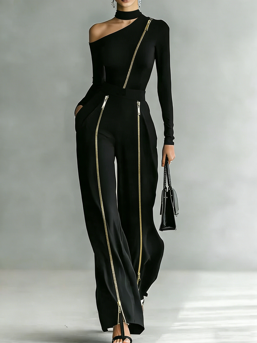 Sienna Off-Shoulder Zipper Set