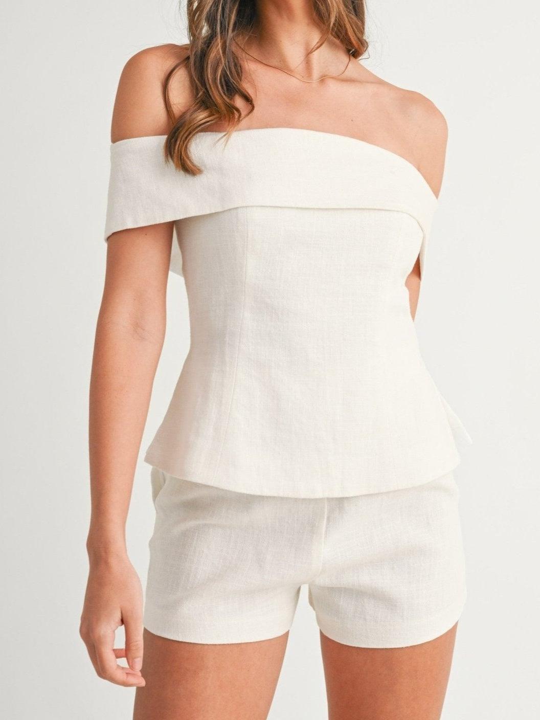 Liam White Cotton and Linen Two-piece Suit