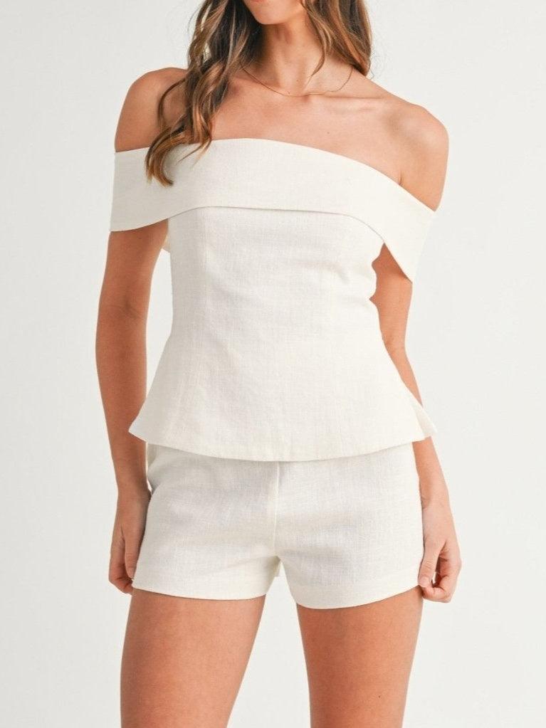 Liam White Cotton and Linen Two-piece Suit