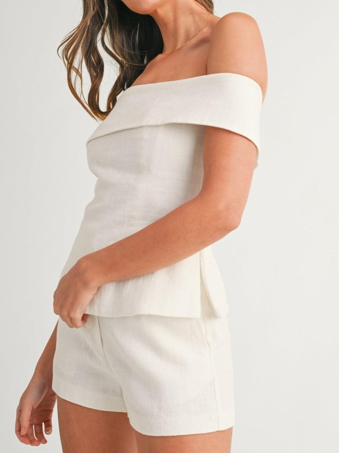Liam White Cotton and Linen Two-piece Suit