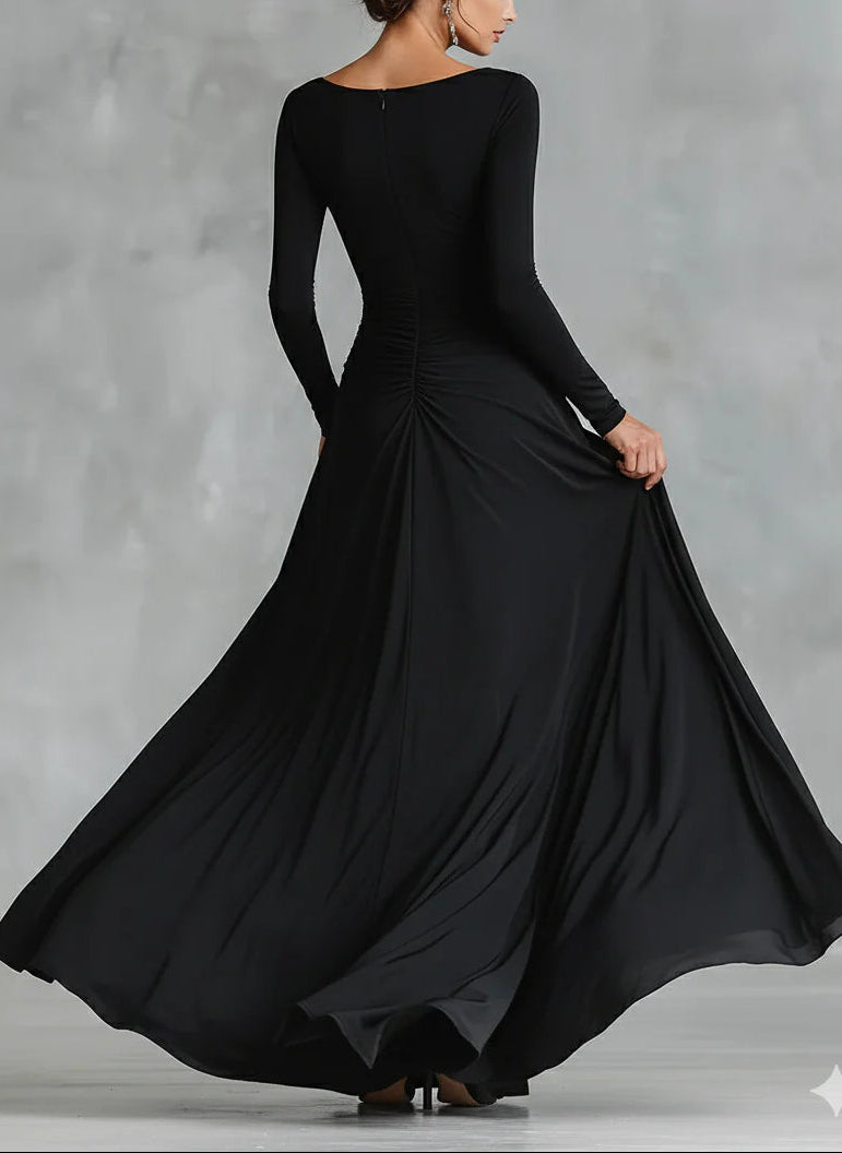 Fiorella | Modern long dress in black crepe