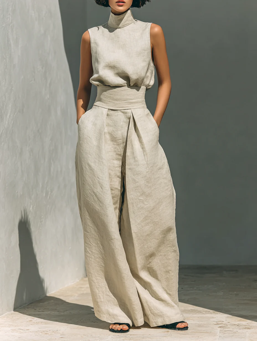 Sienna Sleeveless Top and Wide-leg Pants Set