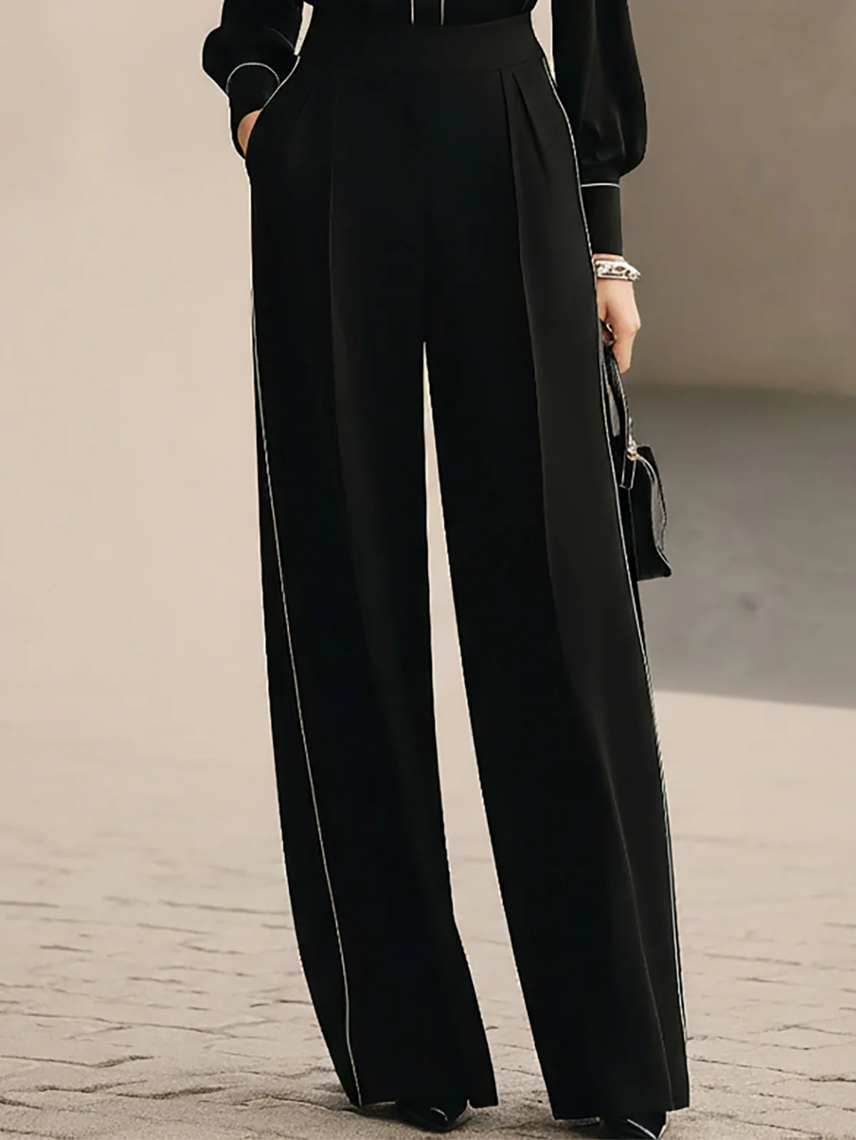 Bianca Bow-tie Blouse and Wide-leg Trousers Set