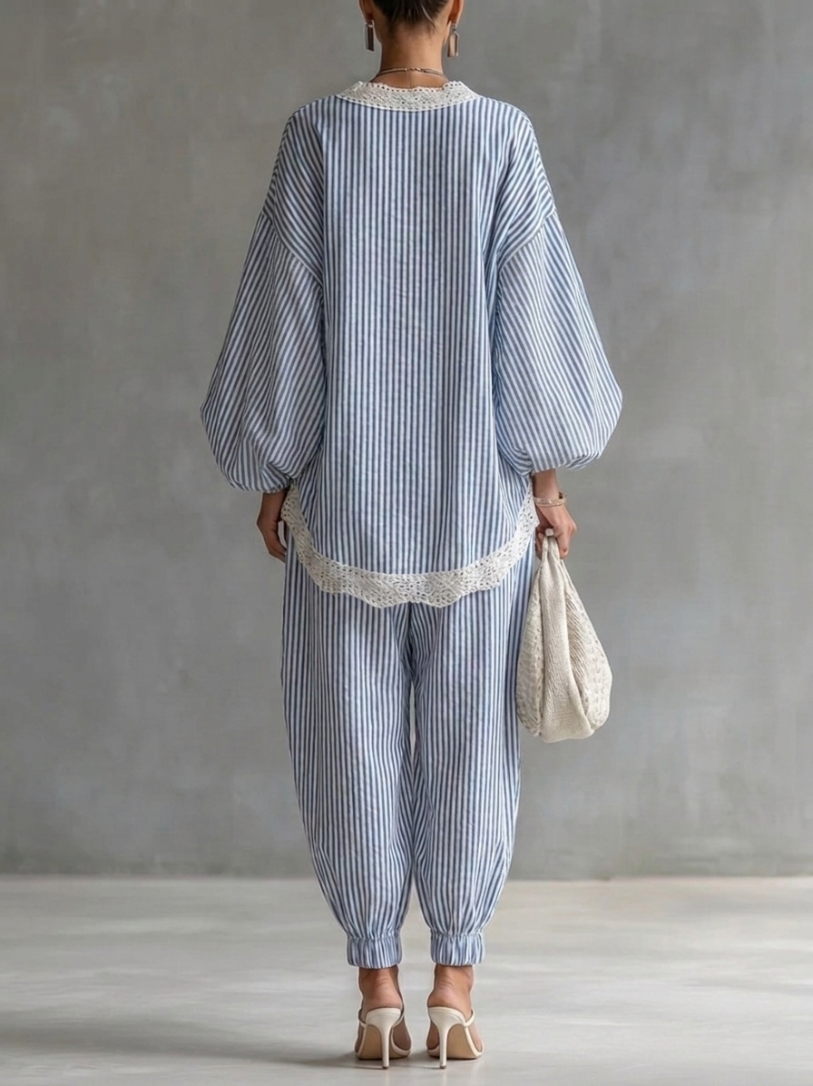 Sofia Blue Striped Two-piece Set