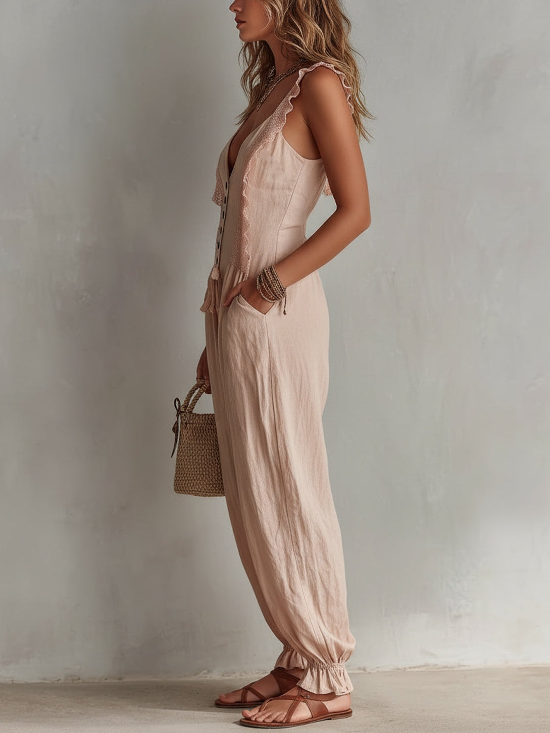 Lila Lace-Trimmed Jumpsuit