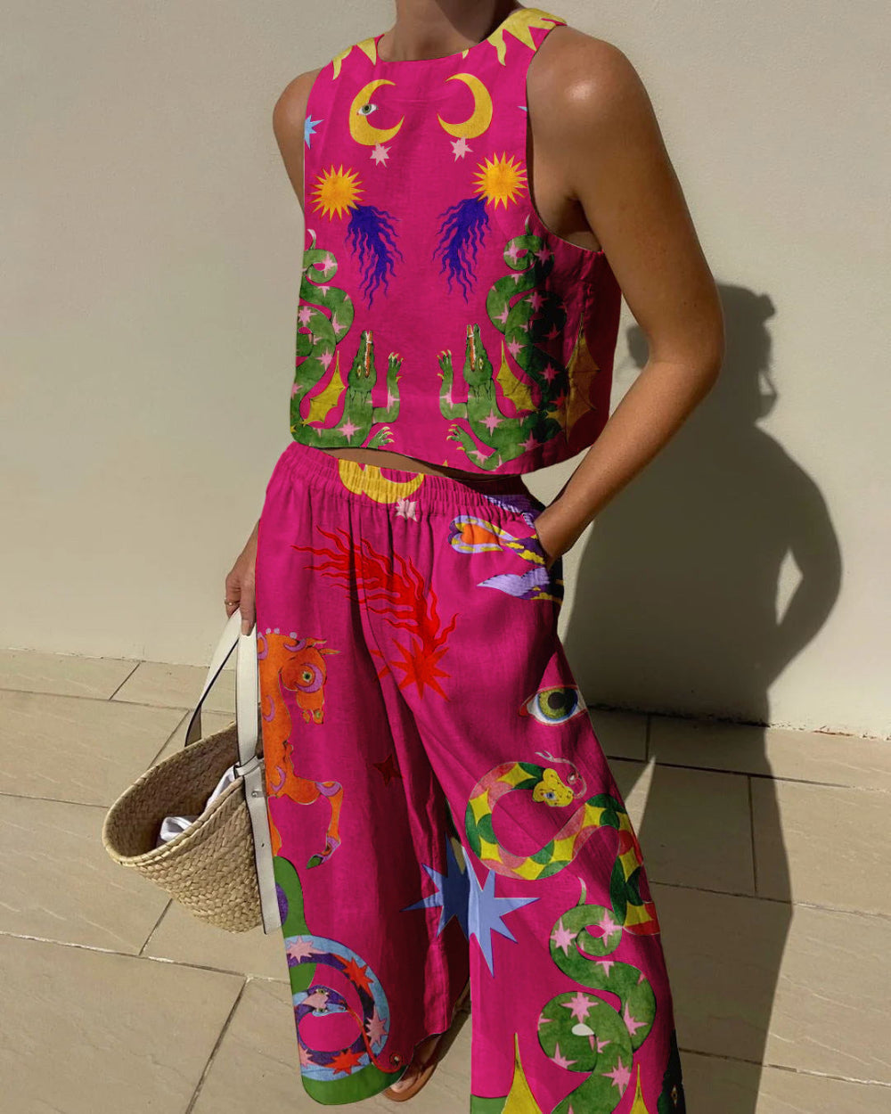 Isabella Print Tank and Pocketed Pants Set
