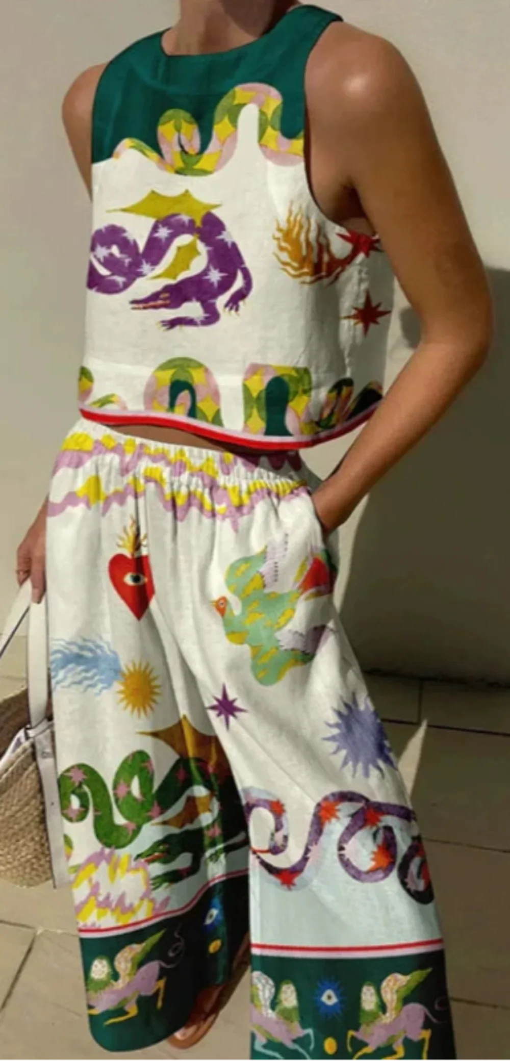 Isabella Print Tank and Pocketed Pants Set