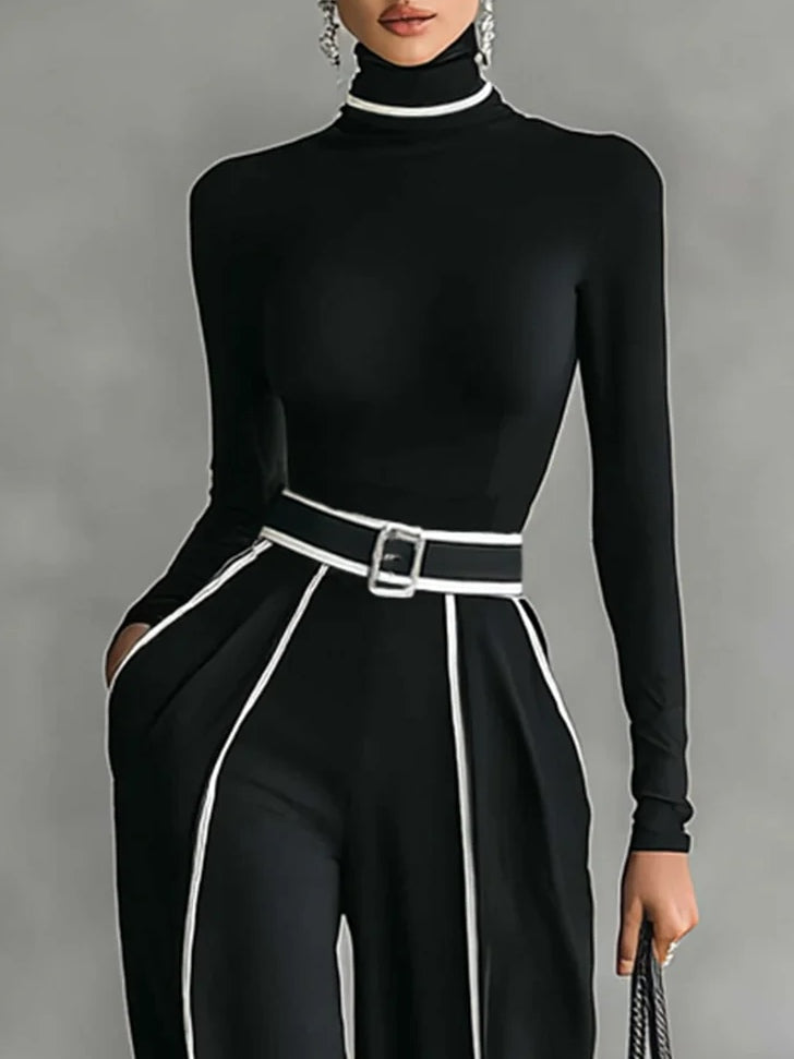 Sophia High-neck Top and Wide-leg Pants Set