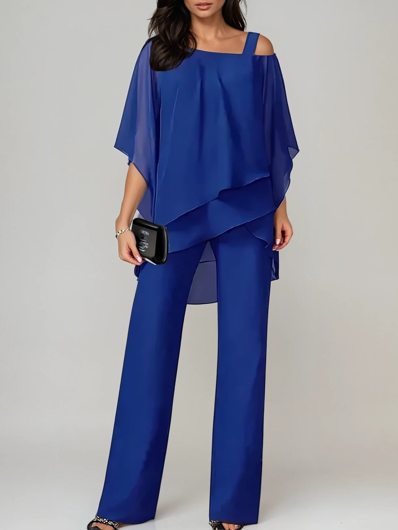 Sofia Off-the-Shoulder Chiffon Suit