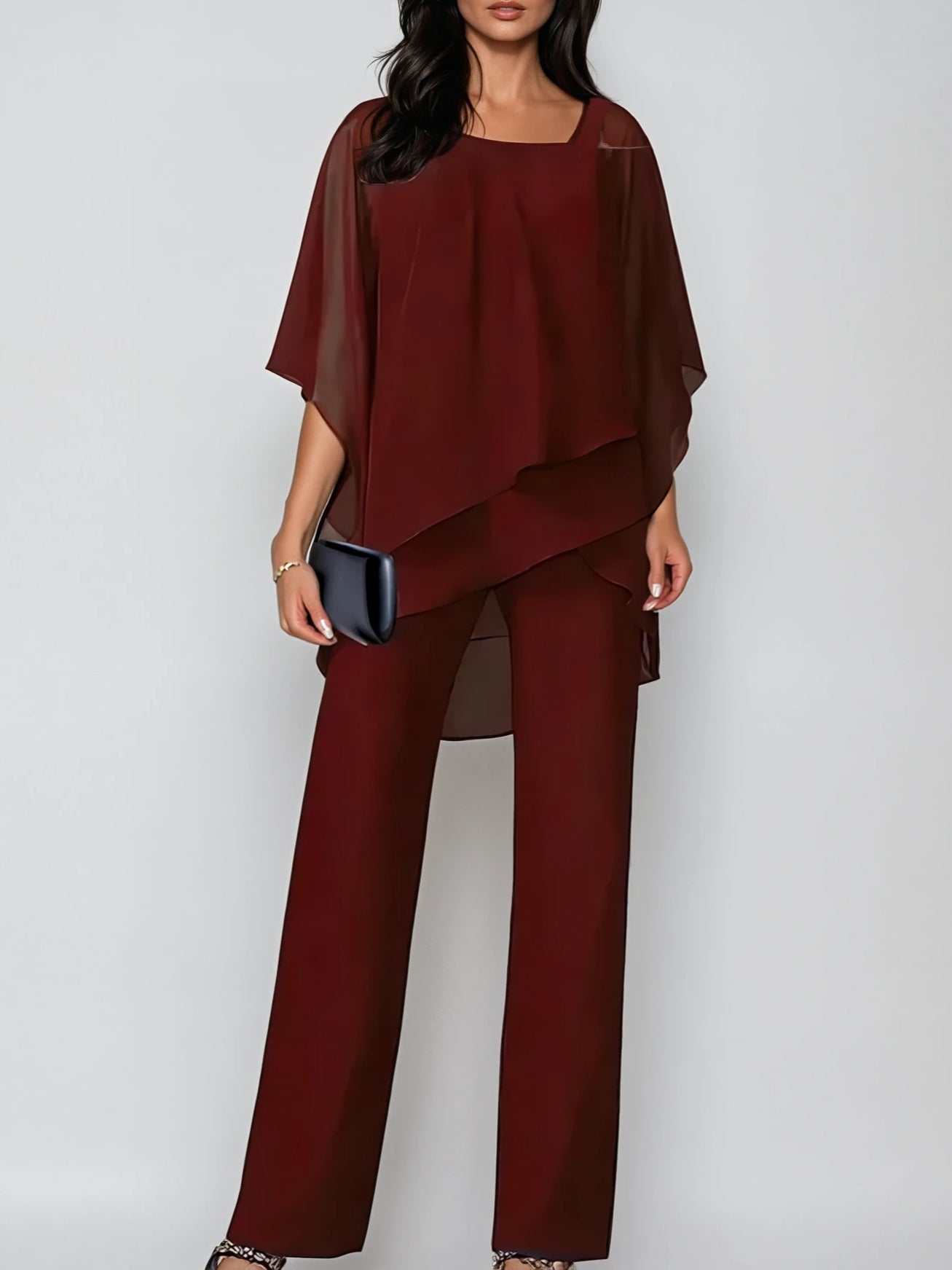Sofia Off-the-Shoulder Chiffon Suit