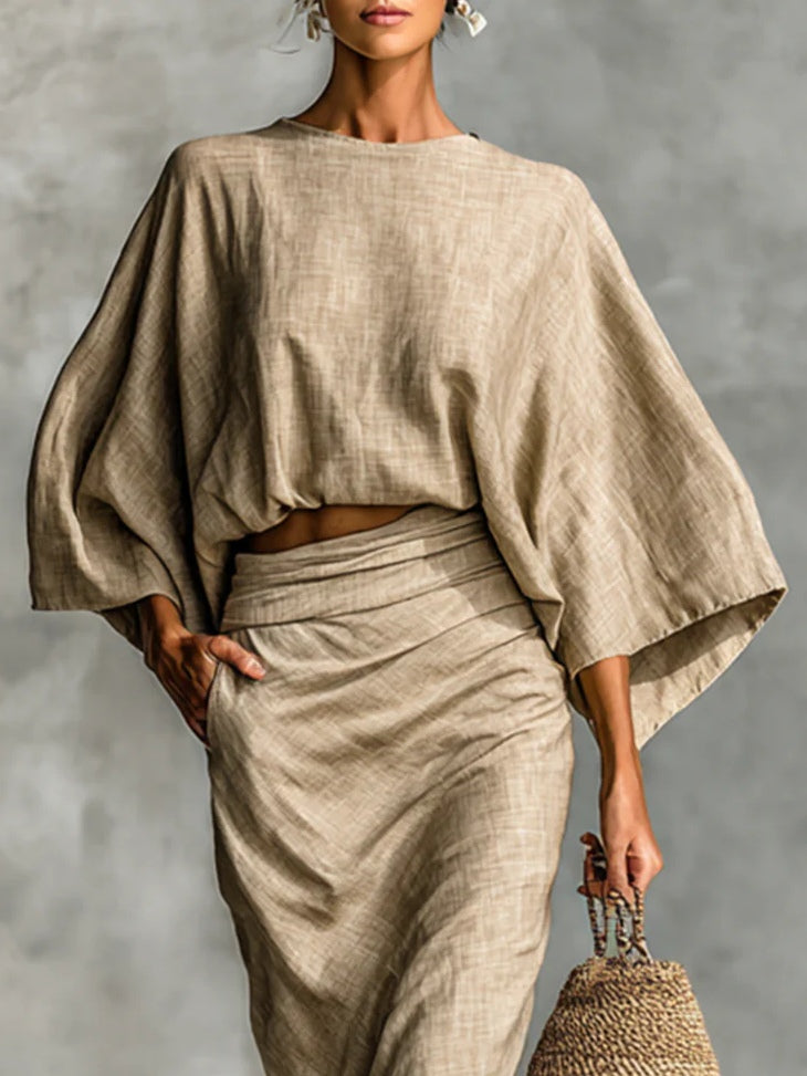 Lina Bat Sleeve Long Skirt Set
