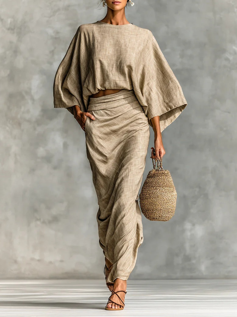 Lina Bat Sleeve Long Skirt Set