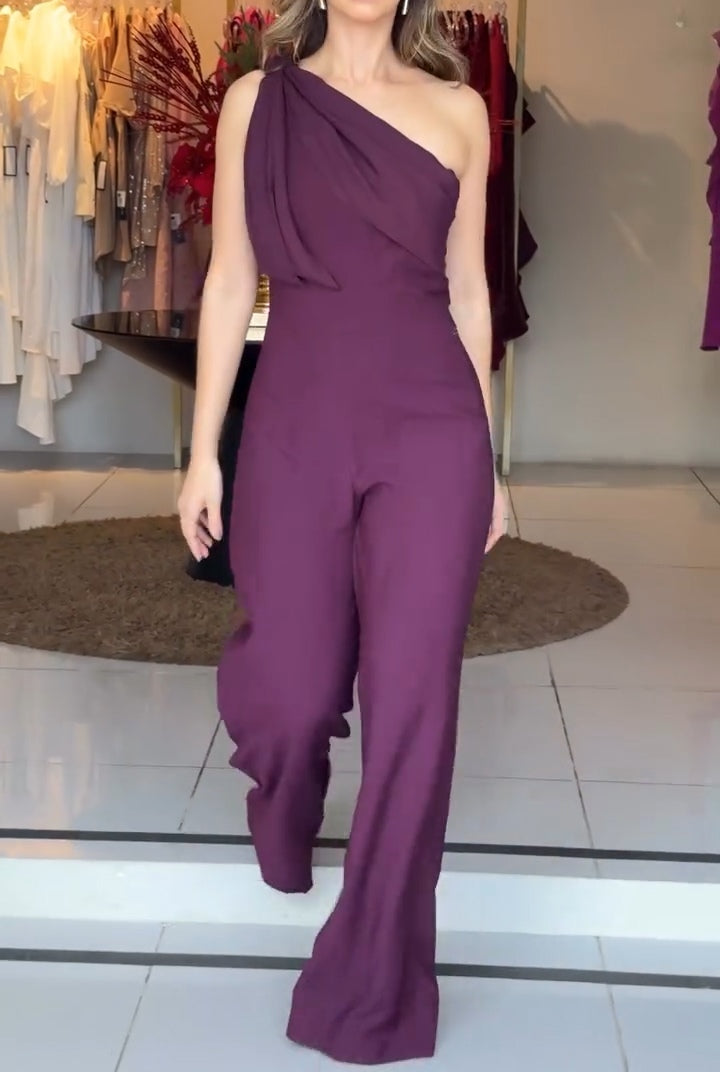 Lavender One-Shoulder Jumpsuit