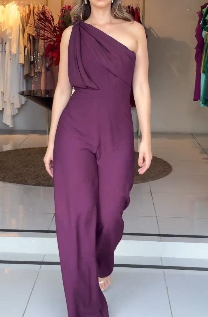 Lavender One-Shoulder Jumpsuit