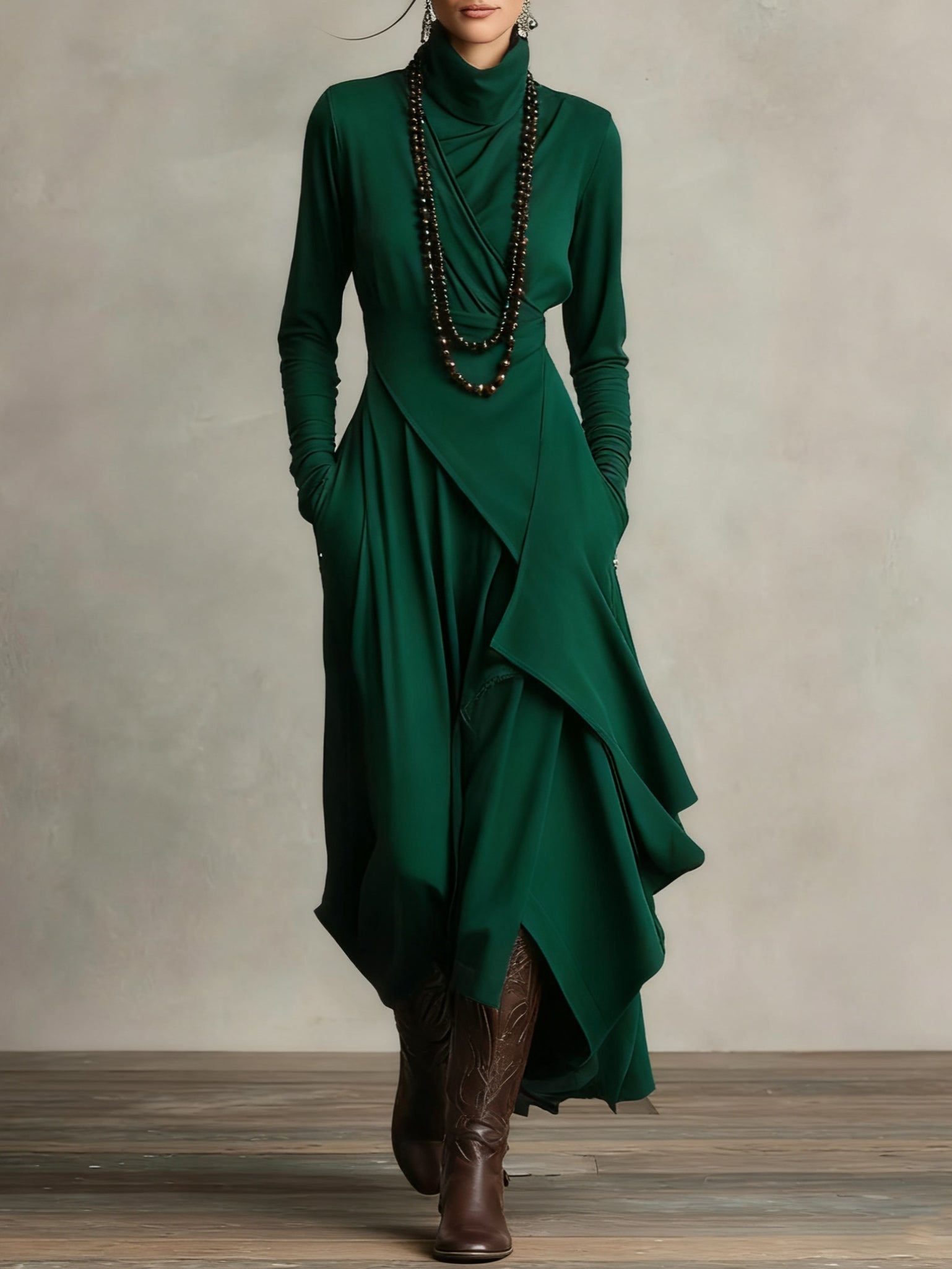 Giorgia | Asymmetrical Maxi Pleated Dress