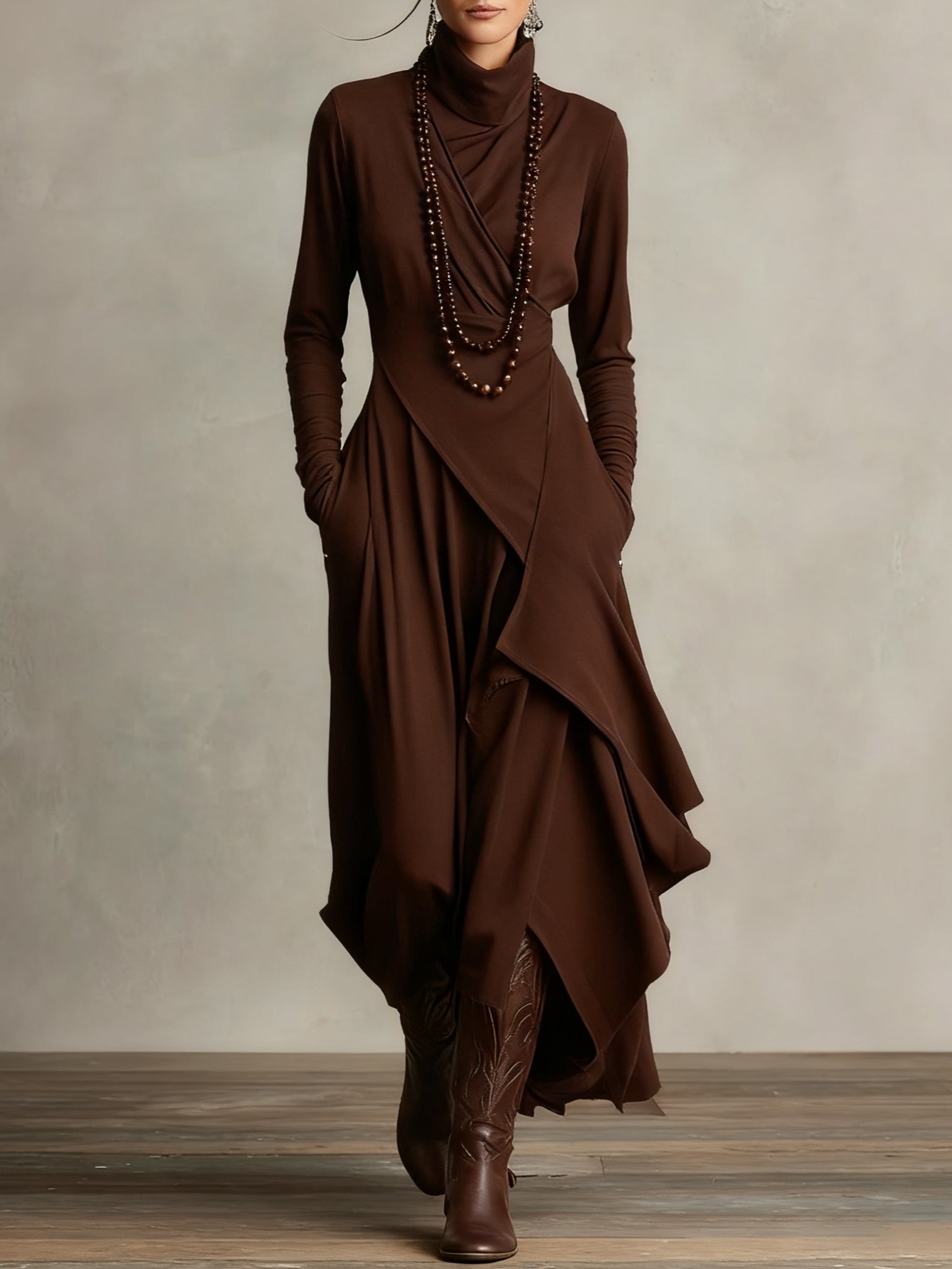 Giorgia | Asymmetrical Maxi Pleated Dress