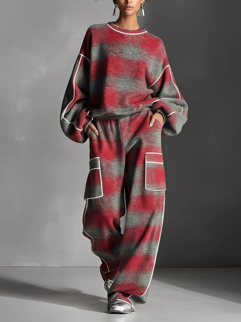 Samantha Color-blocked Sweatshirt and Casual Pants Set