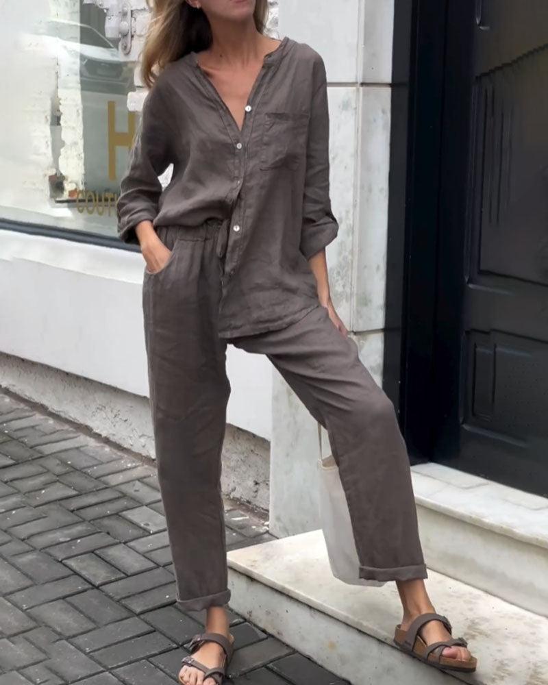 Liam V-Neck Shirt & Pants Set