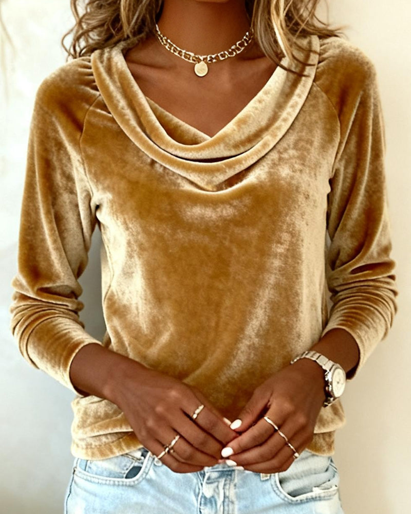 Sade | Luxurious Velvet Drape-Neck Top