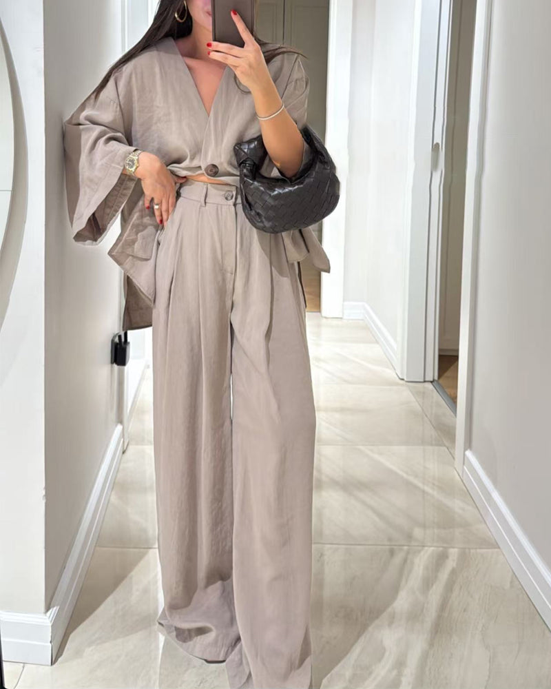 Sienna V-Neck Top & Pants Set