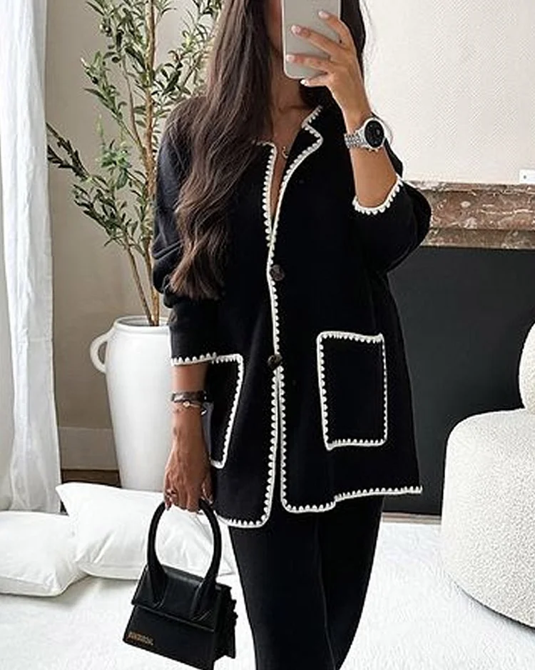 Sofia Edge Decorated Jacket Casual Pants Set