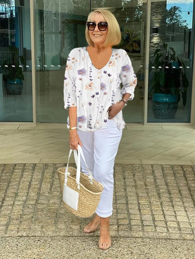 Robin | Printed Button Tunic Top