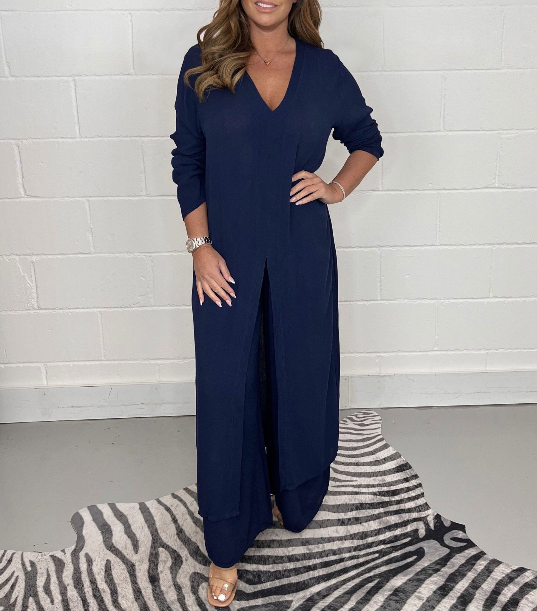 Sofia Casual Long Top and Matching Pants Set
