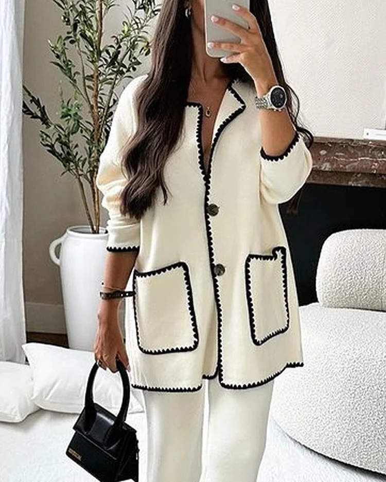 Sofia Edge Decorated Jacket Casual Pants Set