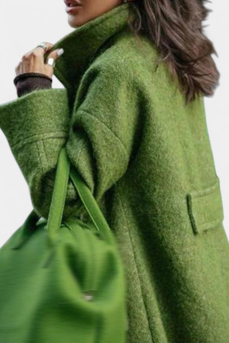 Camile | Long Oversized Double-Breasted Coat with Notched Collar