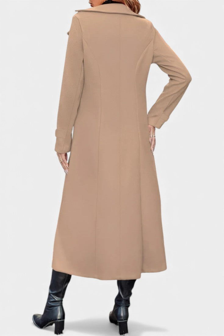 Naissa | Long Notched Lapel Double-Breasted Coat
