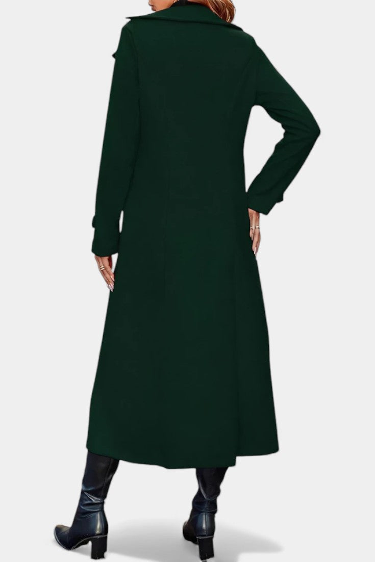 Naissa | Long Notched Lapel Double-Breasted Coat