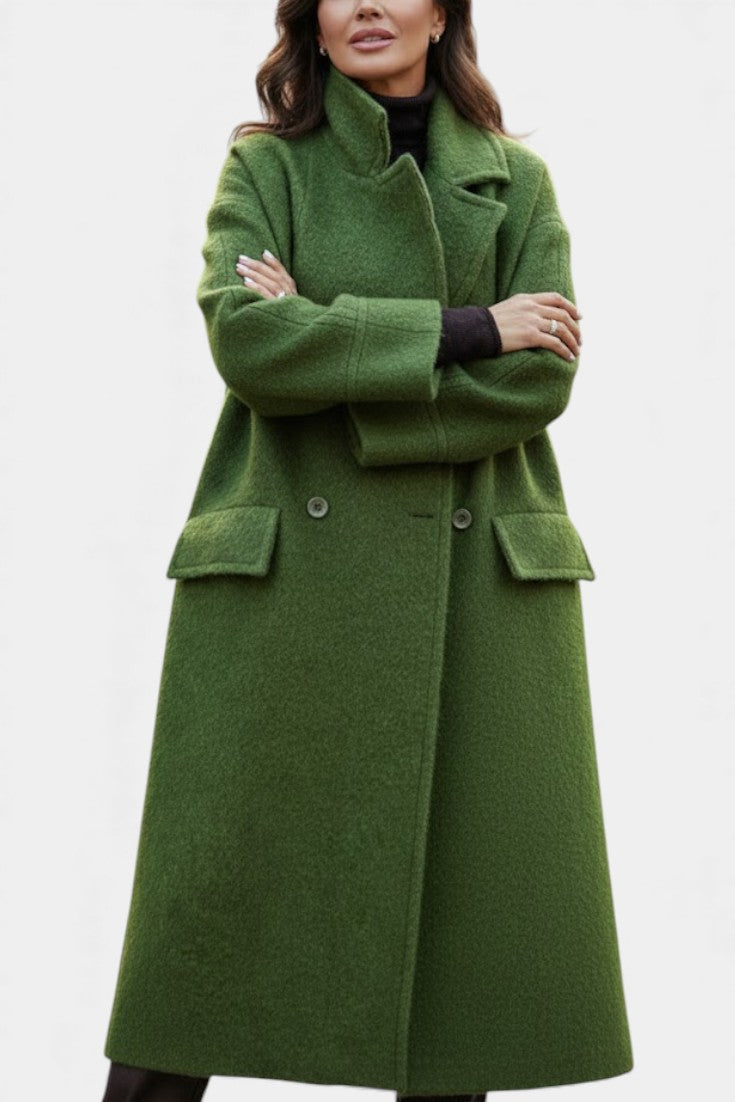 Camile | Long Oversized Double-Breasted Coat with Notched Collar