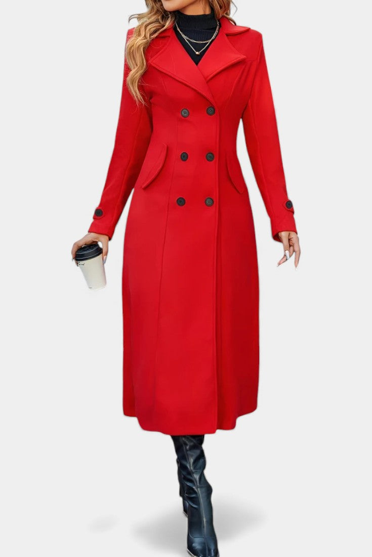 Naissa | Long Notched Lapel Double-Breasted Coat