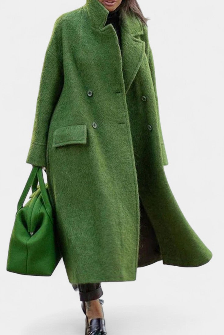 Camile | Long Oversized Double-Breasted Coat with Notched Collar