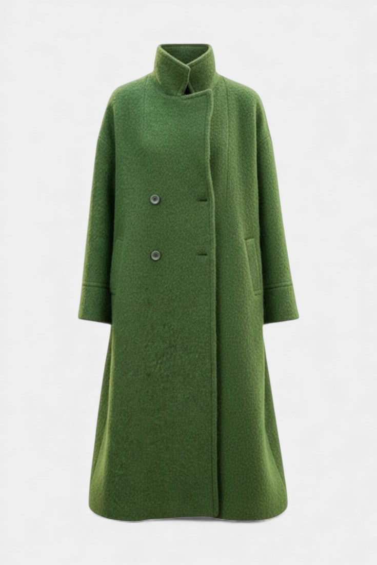 Camile | Long Oversized Double-Breasted Coat with Notched Collar