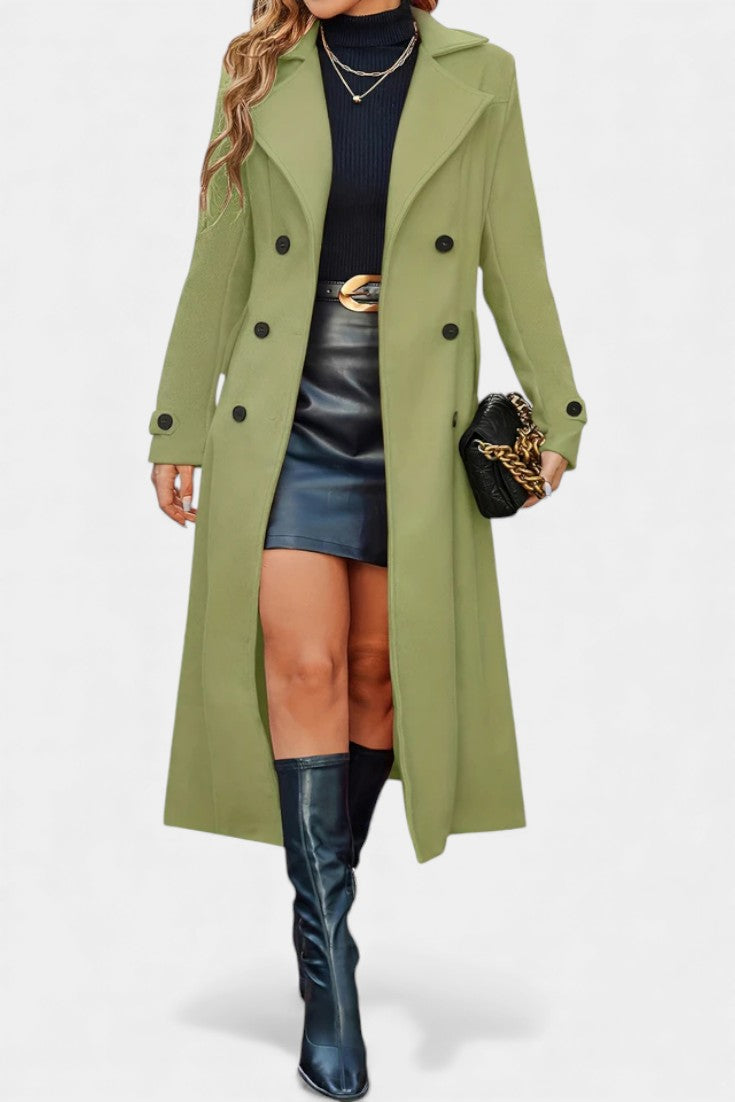 Naissa | Long Notched Lapel Double-Breasted Coat