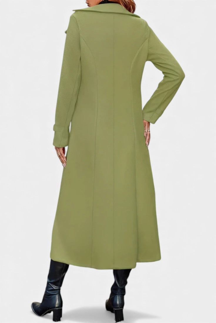 Naissa | Long Notched Lapel Double-Breasted Coat