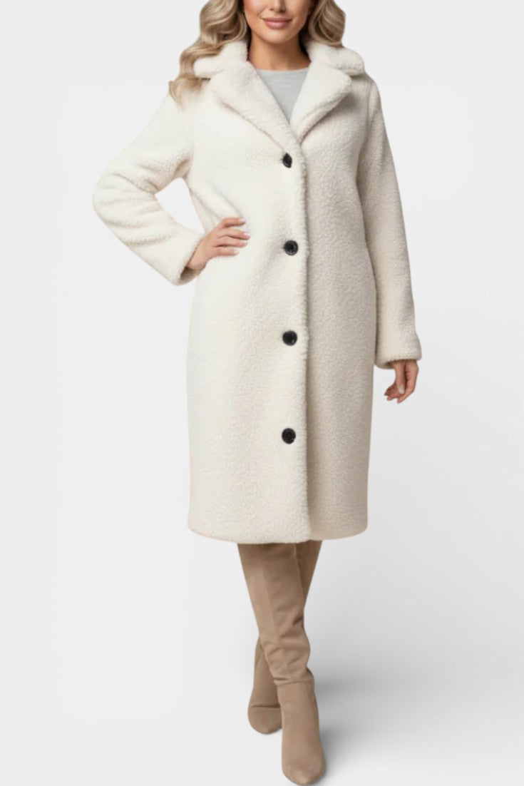 Verdeline | Teddy Long Oversized Coat with Notched Collar