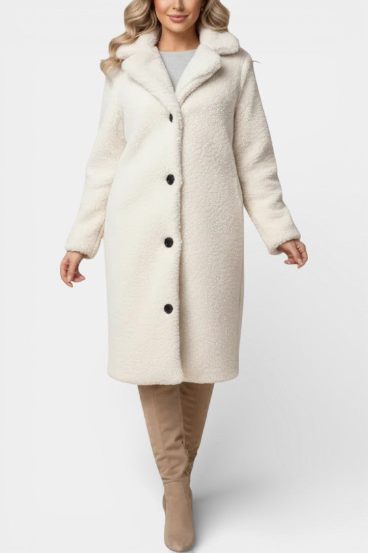 Verdeline | Teddy Long Oversized Coat with Notched Collar