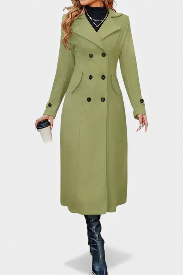 Naissa | Long Notched Lapel Double-Breasted Coat
